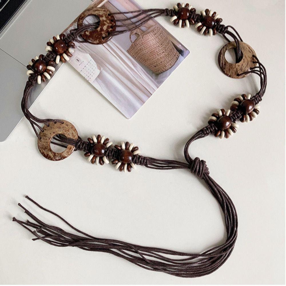 

Розкішний Дизайн Зав язка Пояс Богемний Пояс Y2K Поясний Ланцюжок кавовий