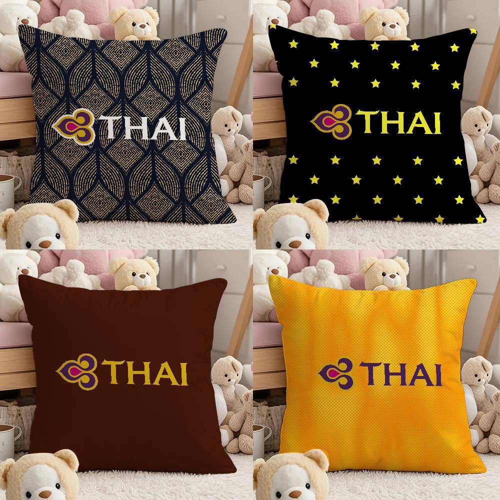 Thai Airways International Pillow Case Comfort Sofa Bed Silky Elegant Invisible Zipper Custom Decorative Cushion Cover