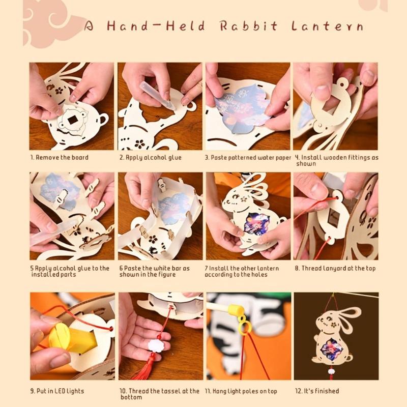 Lovely Rabbits Light Hanging Decors Portable Autumn Festival Rabbits Light Decoration for Cultural Enthusiasts