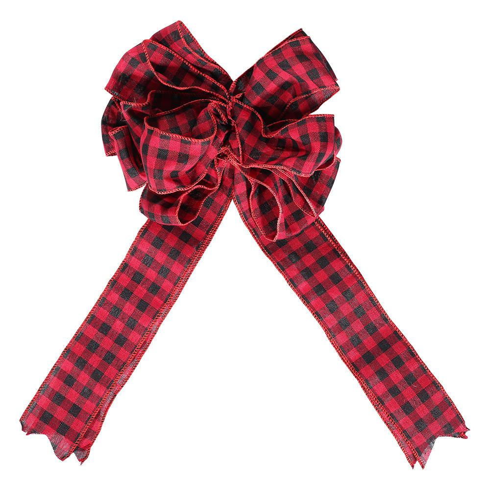Red Unique Large And Black Checkered Christmas Tree Top Bow For Vibrant Celebrations Holiday