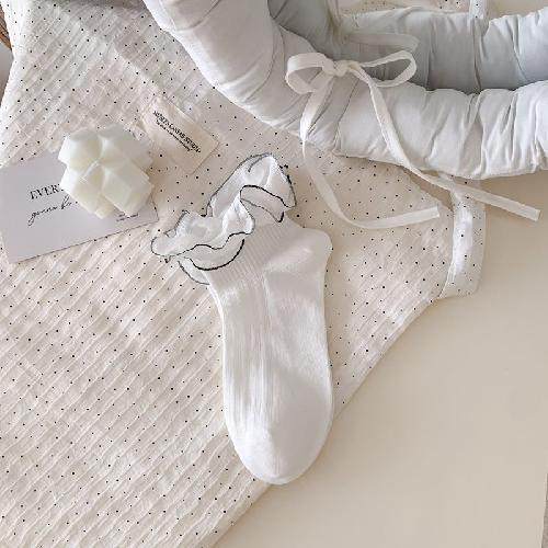 White Short Socks Women Summer Cotton Thin Breathable Low Tube Ankle Socks Lolita Sweet Girls Japanese Kawaii Cute Ruffle Socks EUR 35-39 белый