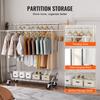 Heavy Duty Clothes Rack, Double Hanging Rod Clothing Garment Rack for Hanging Clothes, Adjustable Height and Extendable Length Clothing Rack with
