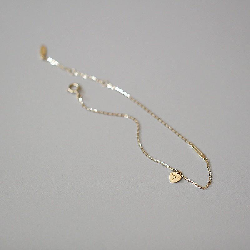925 Sterling Silver Plated 14K Gold Temperament Simple Heart Bracelet for Women Girlfriend Valentine's Day Gift Jewelry