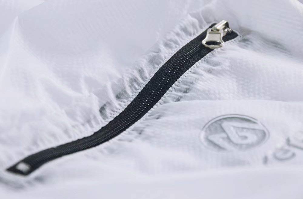 Morethan Windbreaker Cycling Jacket with and Back Pockets Size M Men's Ultra-Lightweight Water-Repellent (WVP-007), White,