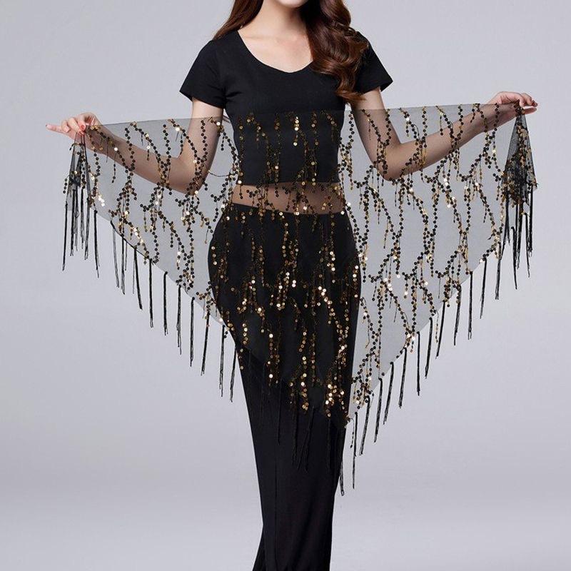 

1pc Belly Dance Hip Scarf Chiffon Skirt Wrap Professional Scarf Skirt Costume with Coins for Yoga Belly Dancing,Autumn,new years One Size