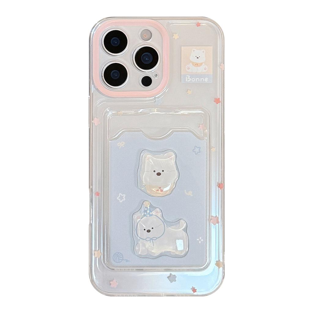 Welpen-Kartenetui im koreanischen Stil Geeignet für Apple 15 Promax Handyhülle Iphone16 Transparent 14 Vollabdeckung 13 Dreidimensional Weich