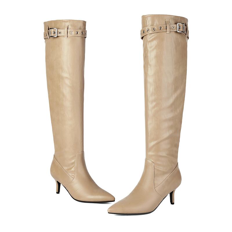 

Женские сапоги на высоком каблуке осень и зима новые остроносые тонкие каблуки элегантный темперамент большой размер полусапожки 46