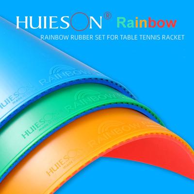 Huieson Colorful Rainbow Guma na stolní tenis Pololepivé pupínky v pingpongové raketě Guma Schválená ITTF Modrá/zelená/žlutá pryž