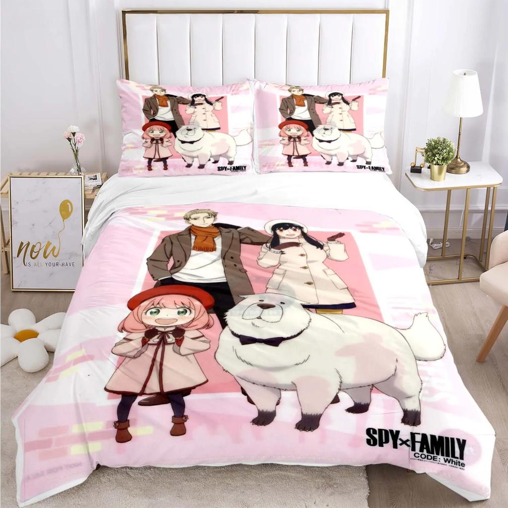 Cute spy x family Cartoon All Season Duvet Cover Comforter Bedding Set Soft Quilt Cover and Pillowcases Single/Double/Queen/King