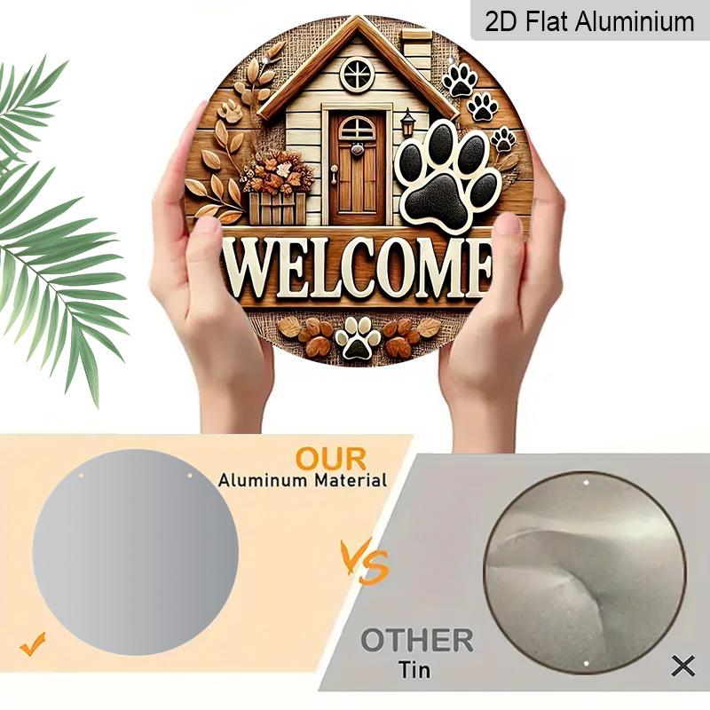 2D Flach 1 Stück Aluminium Dekorationsartikel Pfotenabdruck-Stil Wandbehang 7,87 Zoll × 7,87 Zoll Ideal für Gärten, Bauernhäuser, Straßen, Geschäfte, Bars