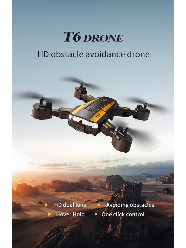 T6 Obstacle Avoidance Drone: HD Aerial Photography, Four-Axis Remote Control Toy