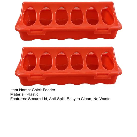 2Pcs Baby Chick Feeders Poultry Feeders with Lid Easy To Clean Anti-Spill No Waste Chicken Feeders for Baby Birds Small Poultry