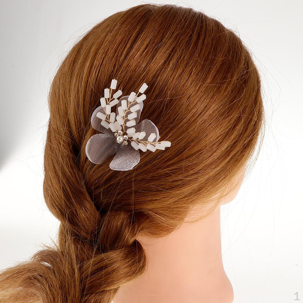 Fashion Pearls Rhinestone Flower Hair Pins Stick Wedding Bridal Bridesmaid Jewelry
