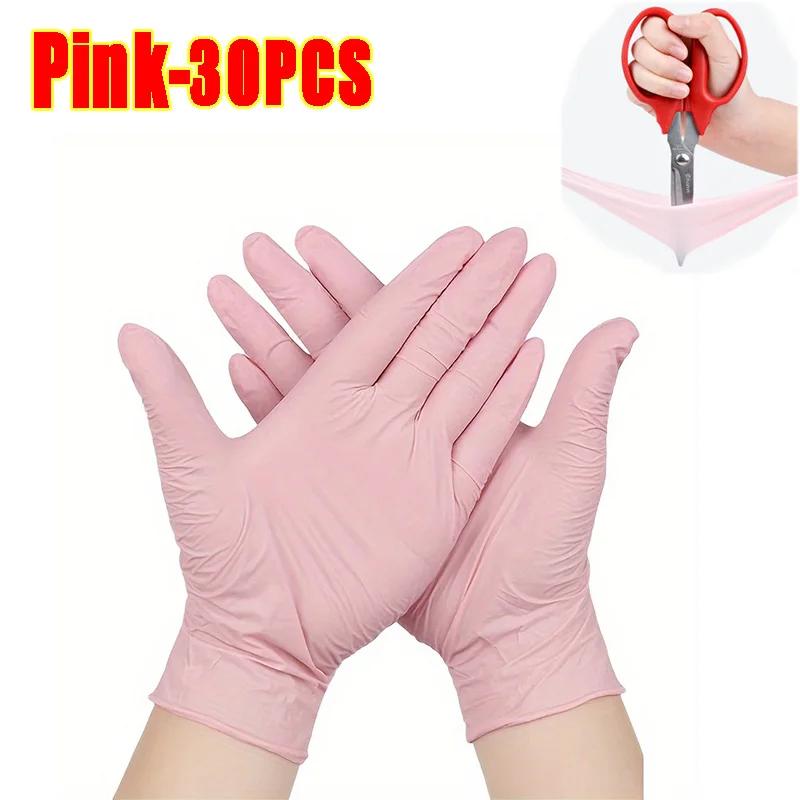 100/50/20PCS Pink Nitrile Gloves For Cleaning Kitchen Dishwashing Gloves For Hair Dyeing Beauty Tattoo Household  Supplies
