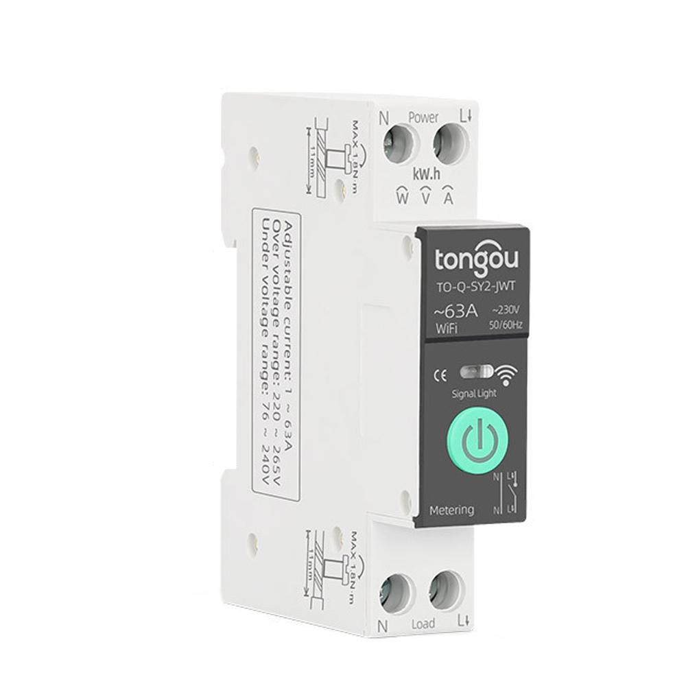 

TONGOU Tuya WiFi Intelligent Circuit Breaker With Metering 1P 63A DIN Rail Support 3 Timing Modes Multiple Safety Protecting APP