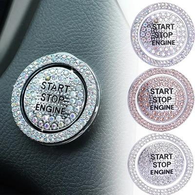 Auto Zündung Druck Start Stopp Knopf Schalter Dekoration Diamant Aufkleber Ring Zierleiste Schutzabdeckung Auto Motor Zubehör