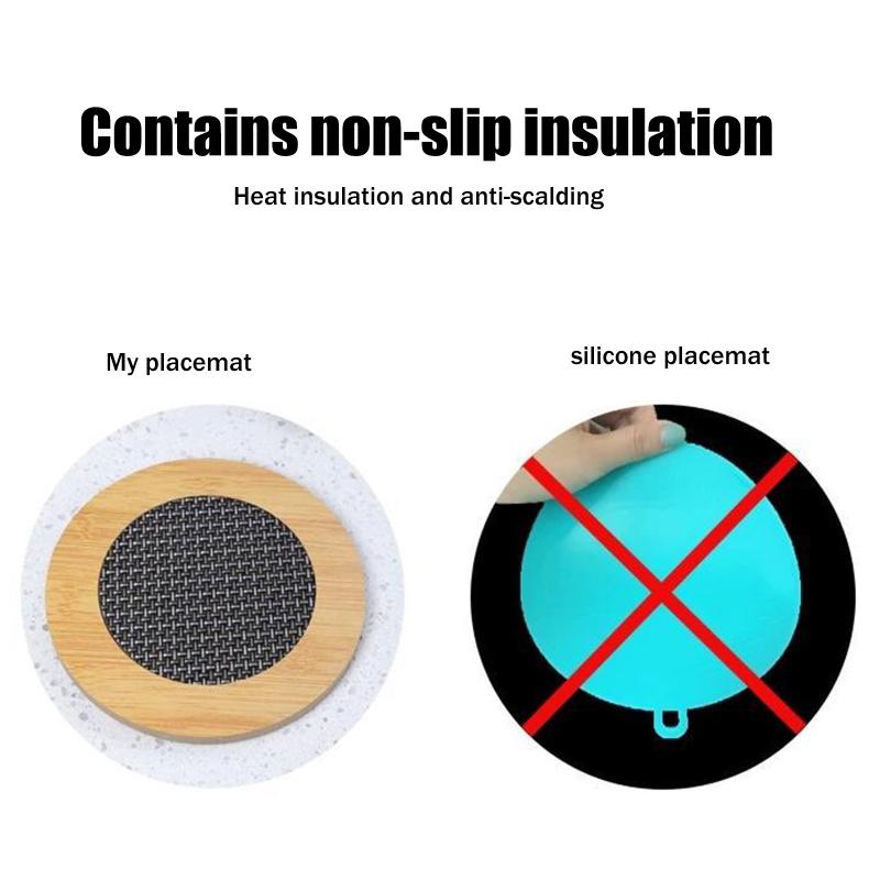 Fine Workmanship Wooden Heat Pad With Anti-Slip Mat Round Square Coasters Waterproof Anti-Slip Pot Holder Kitchen Kitchenware