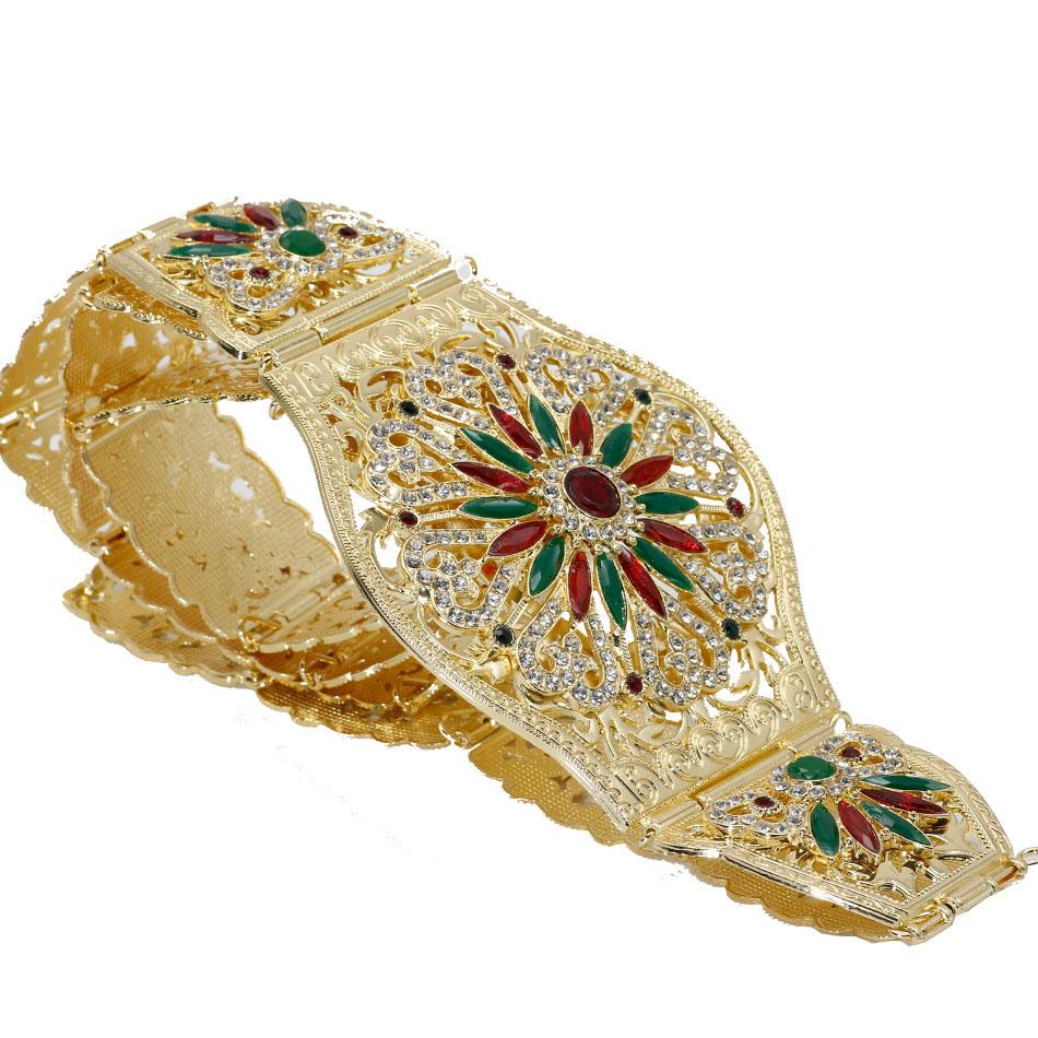 Elegante cinturón de vestir de Color dorado para mujer, joyería de boda para novia, pretina de cristal colorida