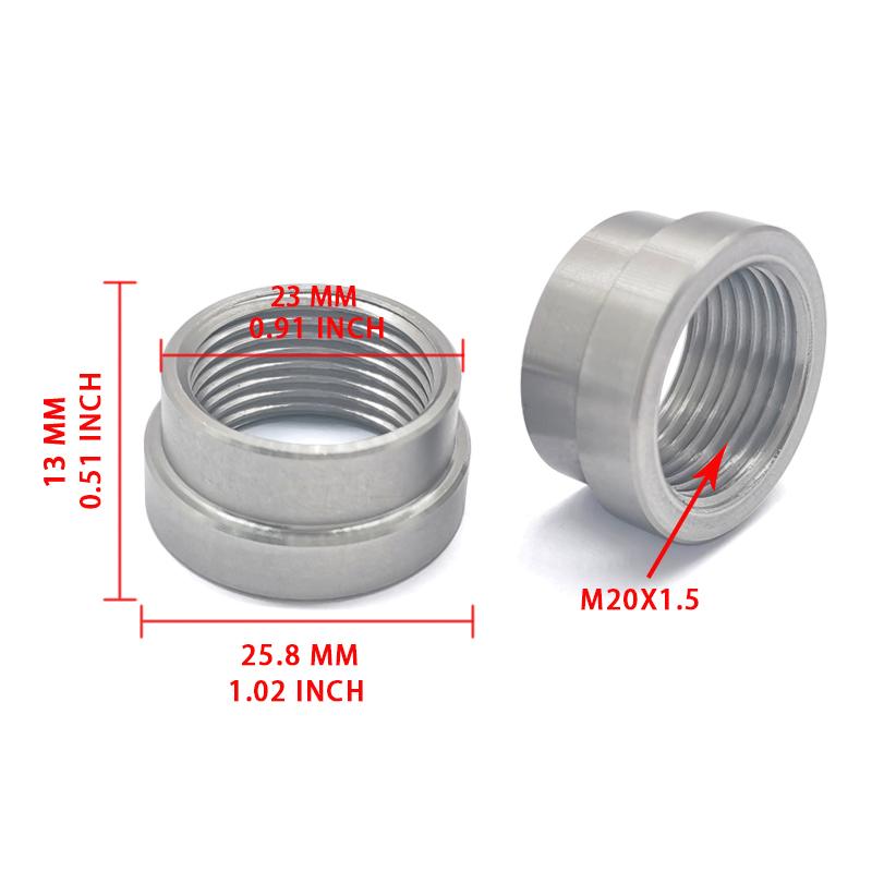 M20x1.5 Stainless Steel 304 Mounting Nut, Featuring a Stepped Welding Head and Internal Threads, Universal Automotive Component