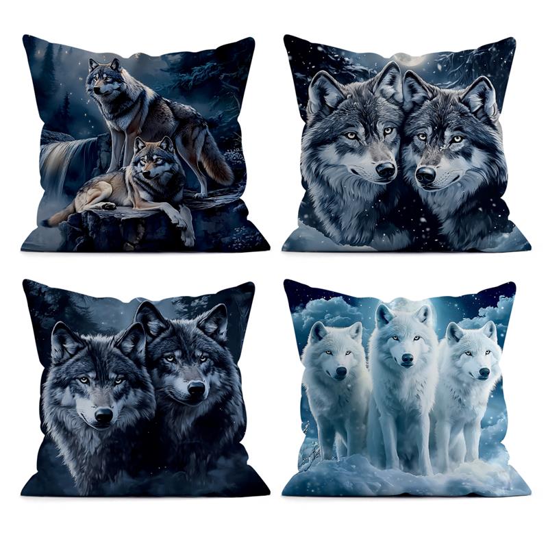 Short Plush Material Pillowcasethe Wolf King In Winter Pillowcase Print Throw Cushion Pillow Cover Printing Cushion Pillow Case