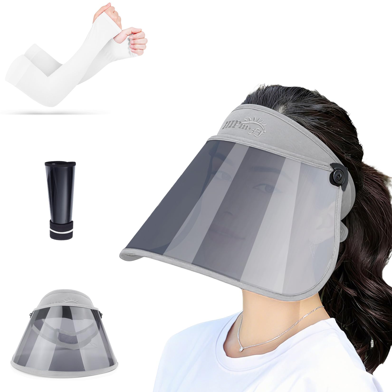 

Складная функция добавлена солнцезащитный козырек для УФ-дождя велосипед УФ-солнечный ожог легко загореть для для солнечной и дождливой погоды с нарукавниками [Cimoon] женщины, защита,