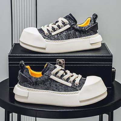 Moda Nuevos Zapatos Casuales de Lona Gruesos para Hombre Alta Calidad Versátiles Tendencia Zapatos de Tabla para Hombre Moda Transpirables Ocio Zapatos de Plataforma Hombre
