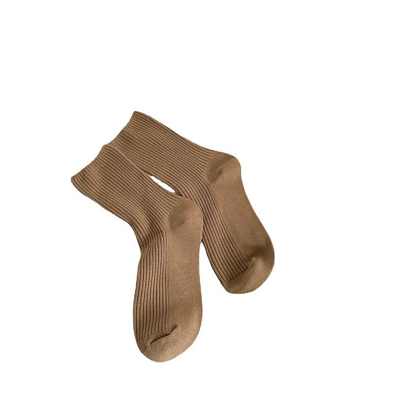 6 Pairs Autumn and Winter Pure Color Women Loose Socks Rib Cotton Fashion Basic Daily Classic Female Sock