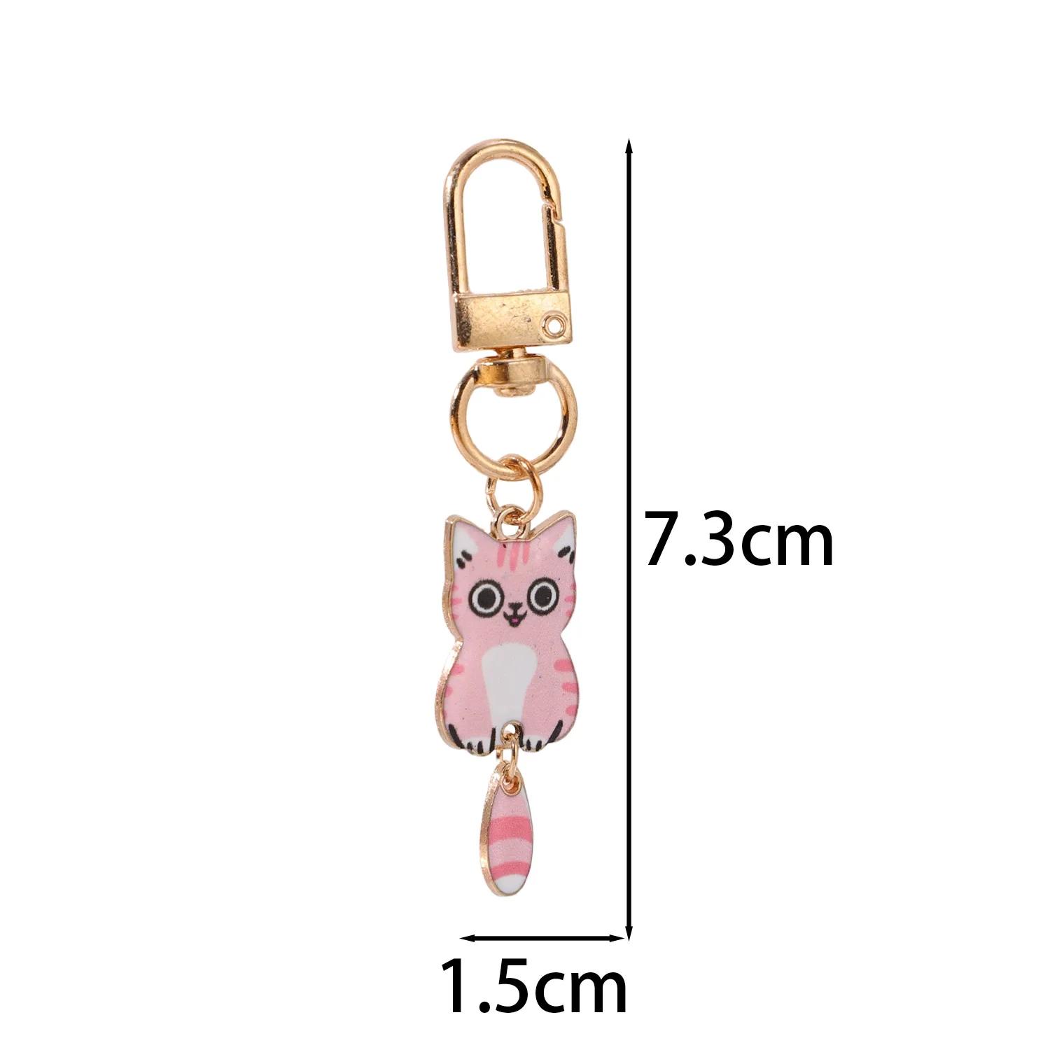 

New Fun Enamel Cat Keychain Charms Cartoon Cute Metal Animal Key Chain Pendant DIY Jewelry Crafting Accessory Gift Women Girls