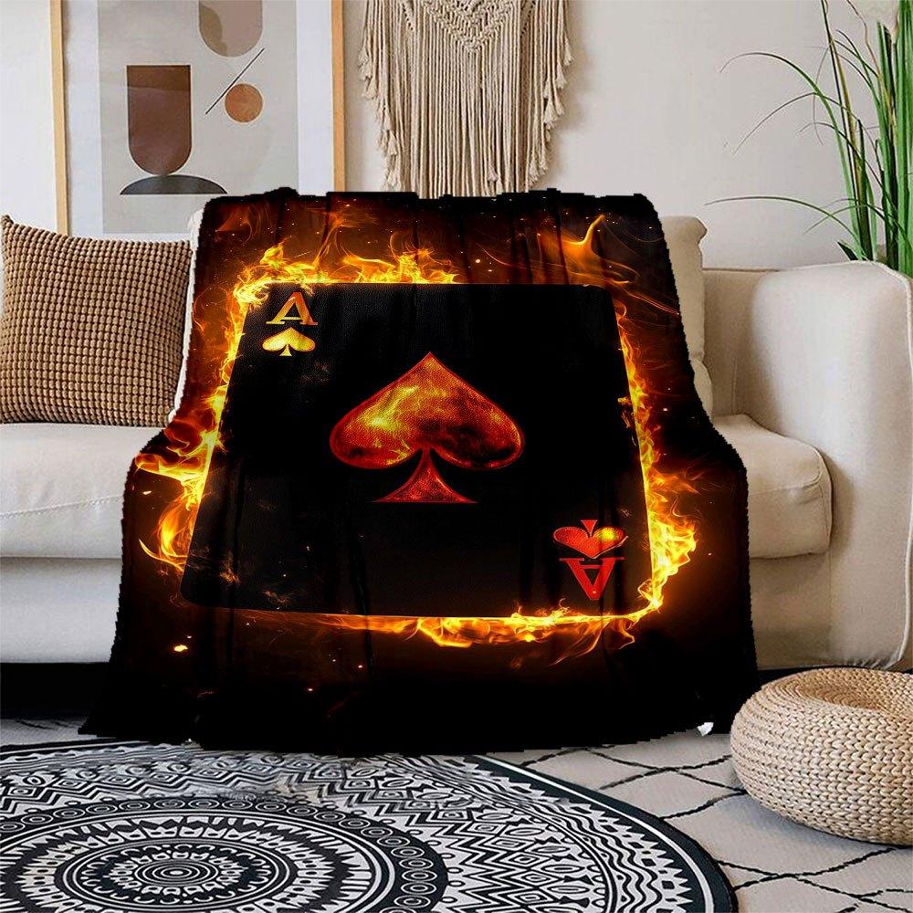 

Flaming Ace of Spades Playing Card Wallpapers for iPhone & AndroidBlanket Flannel Throw Blanket for Sofa, Bed, Travel, Camping, Office 100x150cm