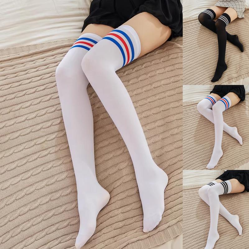 Gestreifte Oberschenkelhohe Socken Sexy Nylonstrümpfe Damen Über Knie Lange Beinwärmer Heiß Neu Transparent Mode Trend Must Have