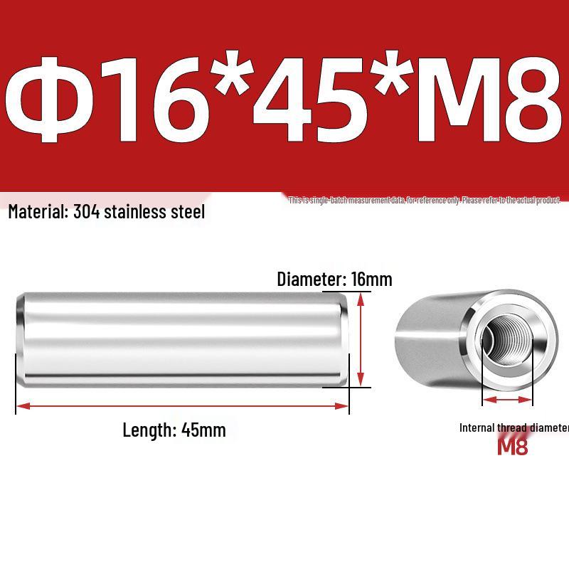 Pin Cilindric din Oțel Inoxidabil 304 cu Filet Interior M4/M6/M8 și Orificiu - Coloană de Suport și Ghidare