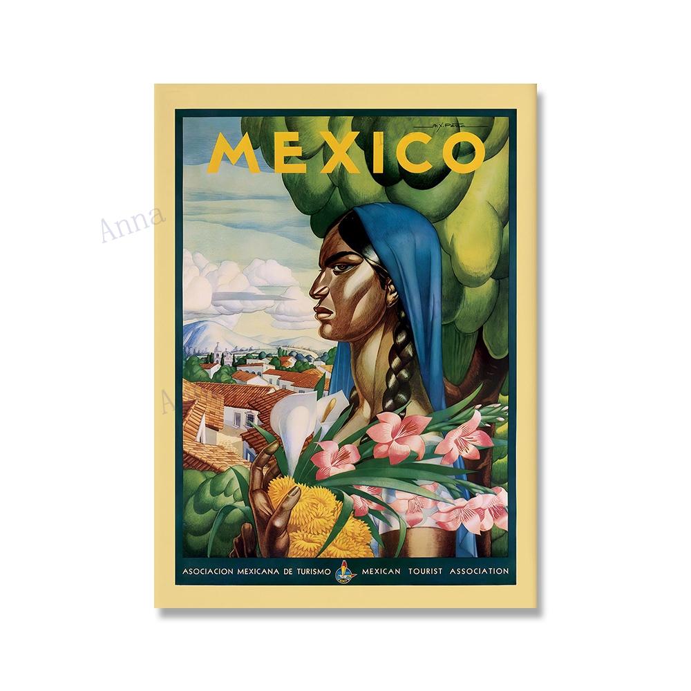 Mexická výstava Umělecké plakáty a tisky Květinové Vintage nástěnné umělecké dekorace Latinskoamerická Artesanía Obraz na plátno do obývacího pokoje