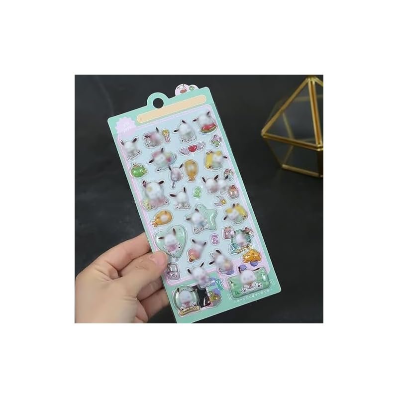 MORISHOP 3D-Aufkleber, Niedlich, 3D-Aufkleber, Set mit 4 Stück, Stilvoll, Dekorationsaufkleber, Belohnungsaufkleber für Kinder, Haftend, für Planer, Tagebücher, DIY-Bastelarbeiten,