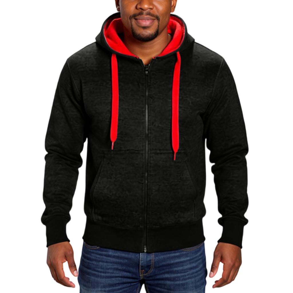 Men's Hooded Sweatshirt, Contrasting Color Sweatshirt, Sports  Zipper Casual Jacket