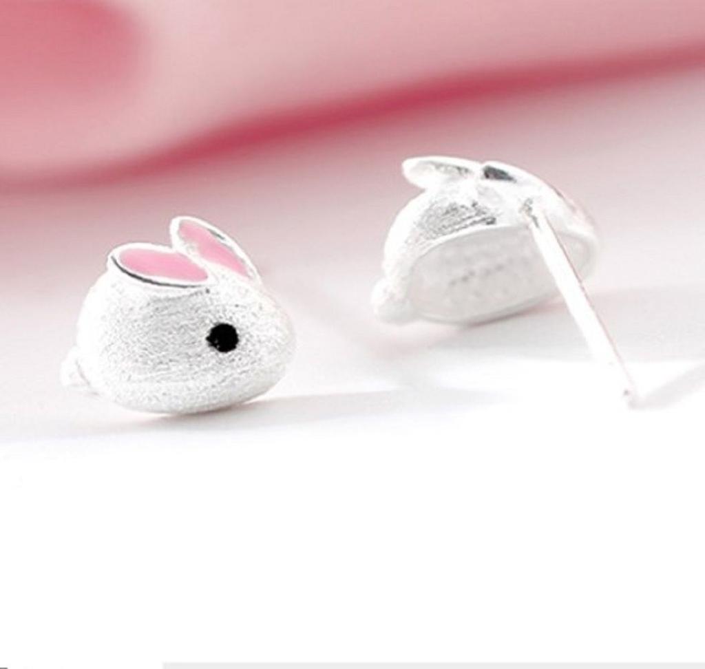 1Pair Alloy Sweet Silver Needle Stud Party Gift Little Rabbit Earrings Charming For Women Cute