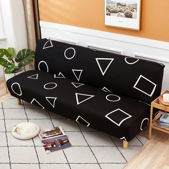 Folding Sofa Furniture Bed Cover Sofa Protective Covers Spandex Stretch Elastic Material Double Chair Cover Slipcovers Living Space Geometric Print