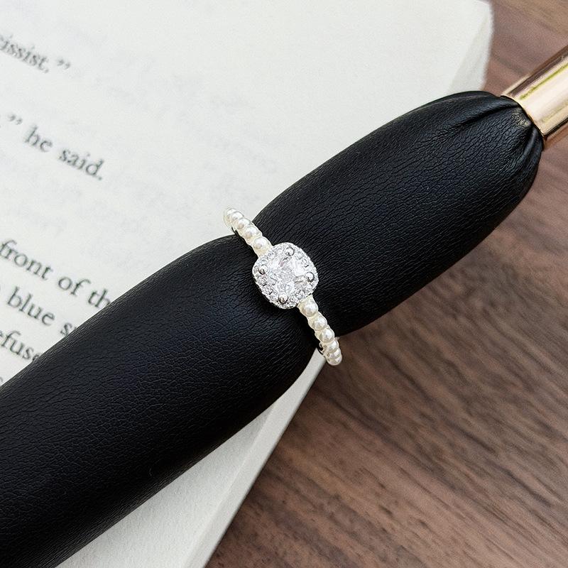 Super Fairy Flash Diamond Light Luxury Diamond Encrusted Zircon Bead H Open Ring Main Diamond Stacking Temperament Niche High Sense