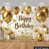 2D White Gold Birthday Backdrop for Wedding, Birthday & Festival Events
