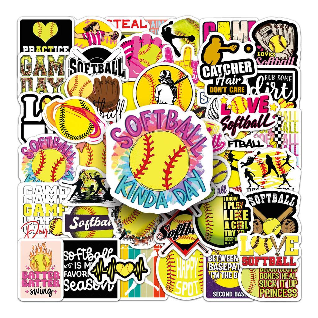 50 Trendy Baseball Sports Series Stickers for Helmets, Fridges, Laptops, and Water Bottles