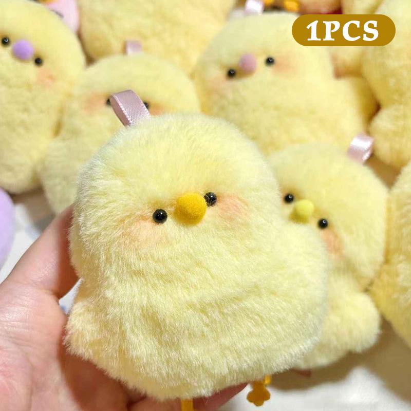 

1/2Pcs Cute Little Yellow Chicken Pendant Plush Toy Doll Net Red Chick Mini Bag Pendant Keychain Doll 1PCS