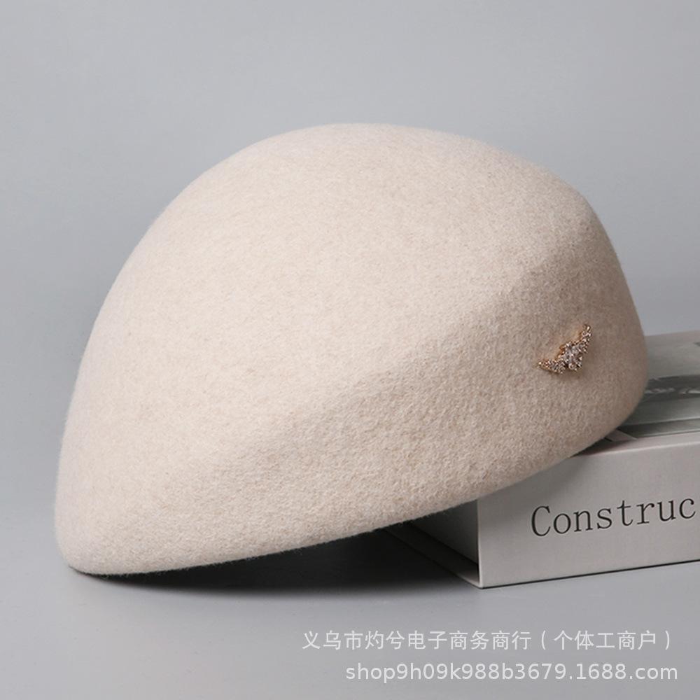 Autumn and Winter Wool Beret Children's Temperament Versatile Casual Literary Newsboy Hat Celebrity Elegant Simple Hat Tide