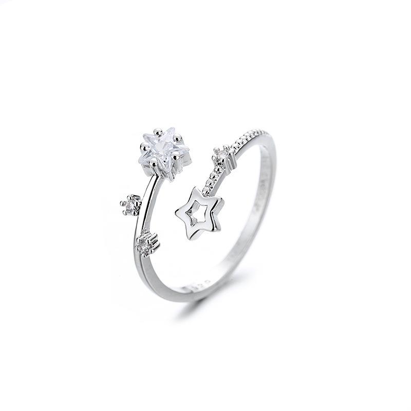 Gu Maoning, hollow star ring, cold wind personality tide open index finger ring, light luxury diamond meteor ring
