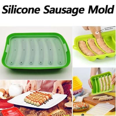 Wursthersteller-Form 6 Kammern Silikon DIY Schinken Hot Dog Herstellungsformen mit Deckel Küche Haushalt Würstchen Kuchen Backwerkzeuge Formen