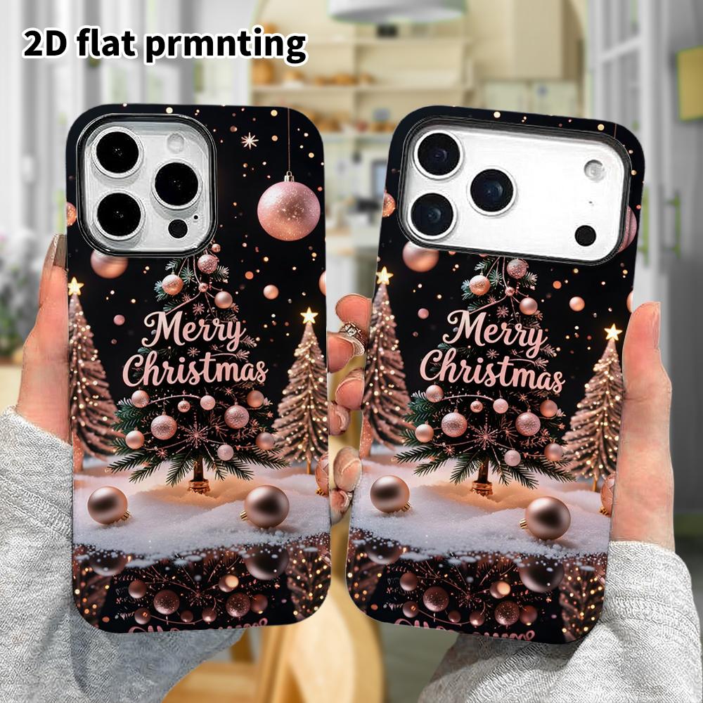 Phone Case: 2D Flat Design Suitable for iPhone 18, 17, 16, 15, 14, 13 Pro Film Protective Case, Couple Style, Snow Scene, Christmas and Halloween Gift