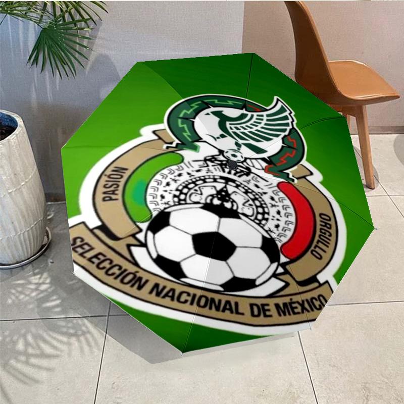 Mexico Football Crest Umbrella - Automatic Open/Close, Compact 8-Rib Lightweight Umbrella Essential for outdoorPicnic Accessory Fan Gifts