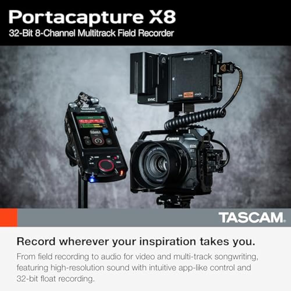 TASCAM (Tascam) Portacapture X8 32 bit float 192 kHz (Hi-Res) 8 Track Portable Recorder Podcast U...
