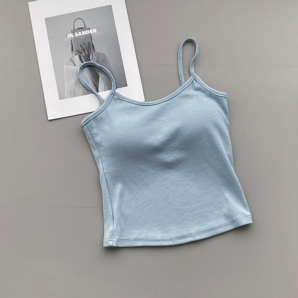Women's Padded Camisole Top, Stretchy Slimming Cami with Built-in Bra, Pure Desire Style Spring Summer Basic
