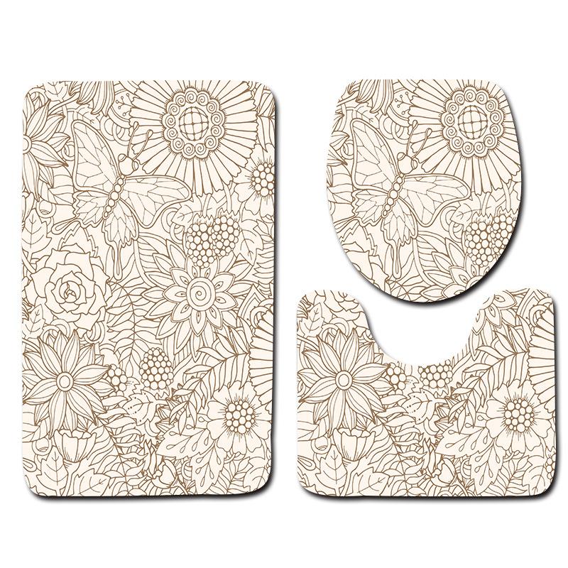 World Cup Football Toilet Three-Piece Floor Mat Bathroom Three-Piece Carpet Doormat