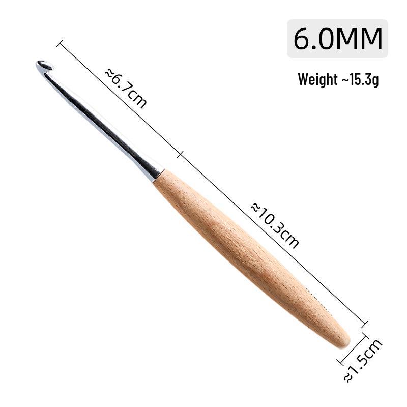 High-Quality Solid Wood Crochet Hook Set with Wooden Handles for Yarn and Sweater Knitting.