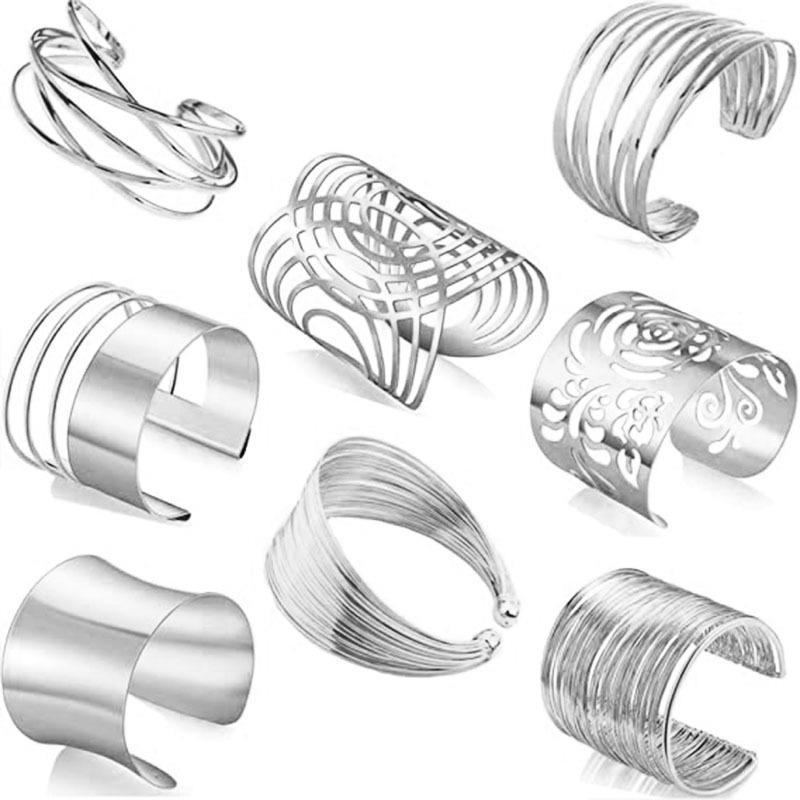 Exquisite European & American Metal Hollow Pattern Bracelet Set